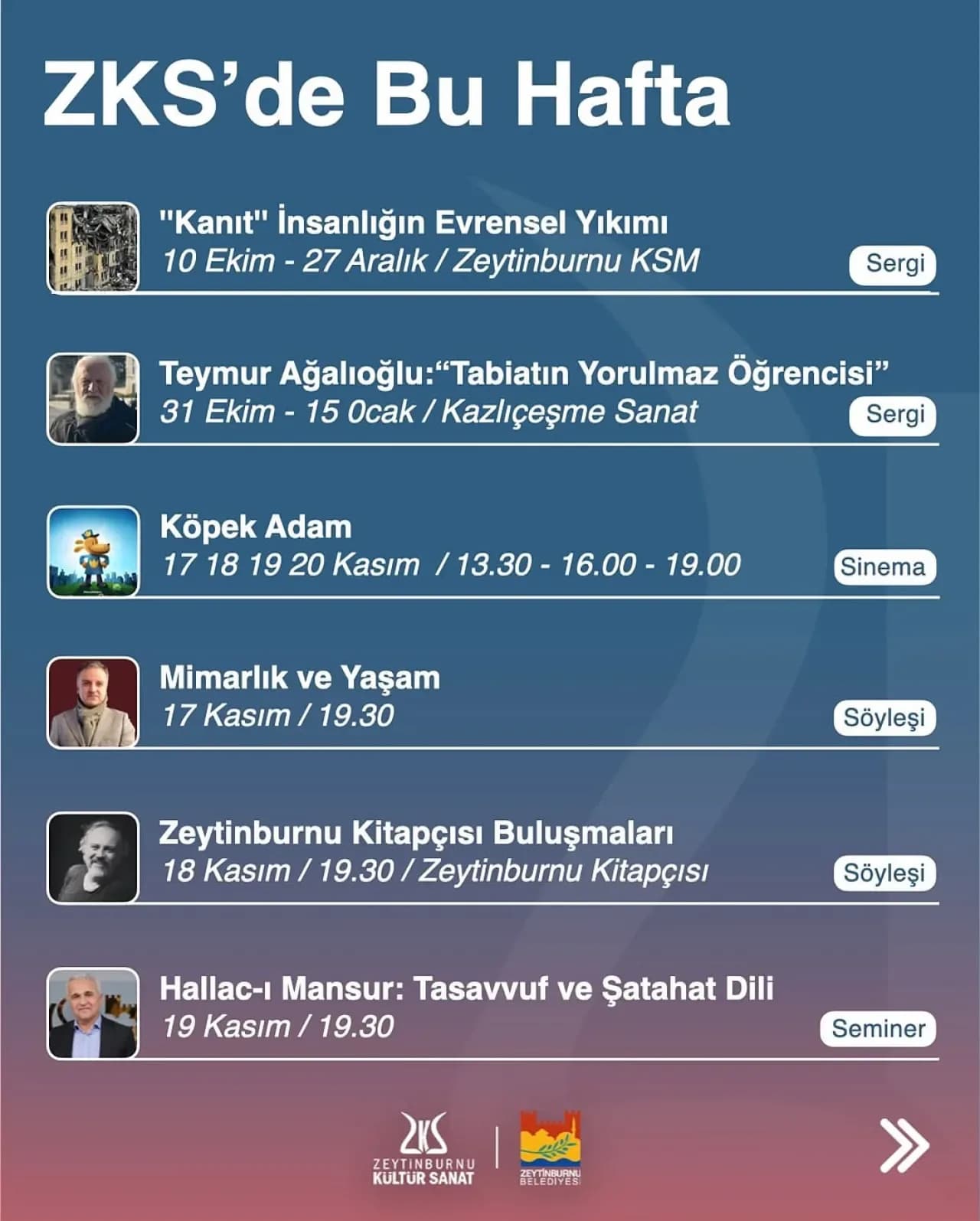 Zeytinburnu Kültür Sanat'ta Bu Hafta Dopdolu Etkinlik Programı