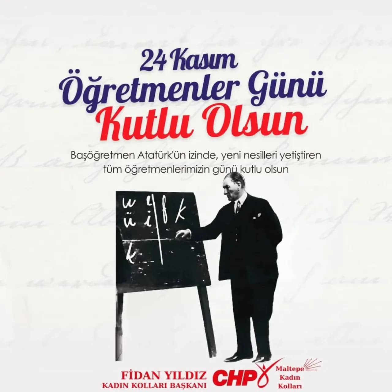 CHP Maltepe Kadın Kolları'ndan 24 Kasım Öğretmenler Günü Mesajı