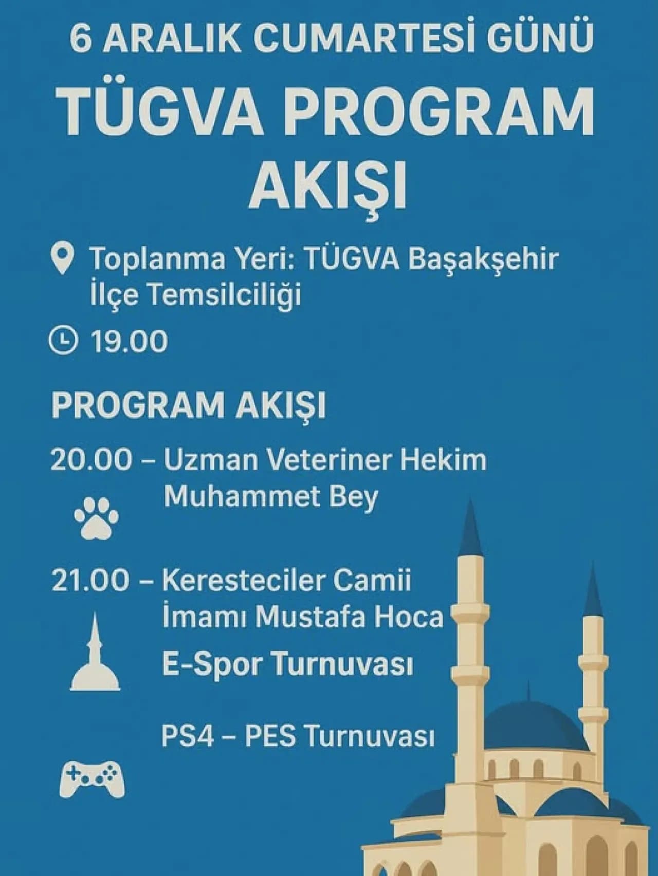TÜGVA Başakşehir'de Gençlere Özel Gece Programı: Konferanslar, E-Spor ve Sabah Namazı Buluşması