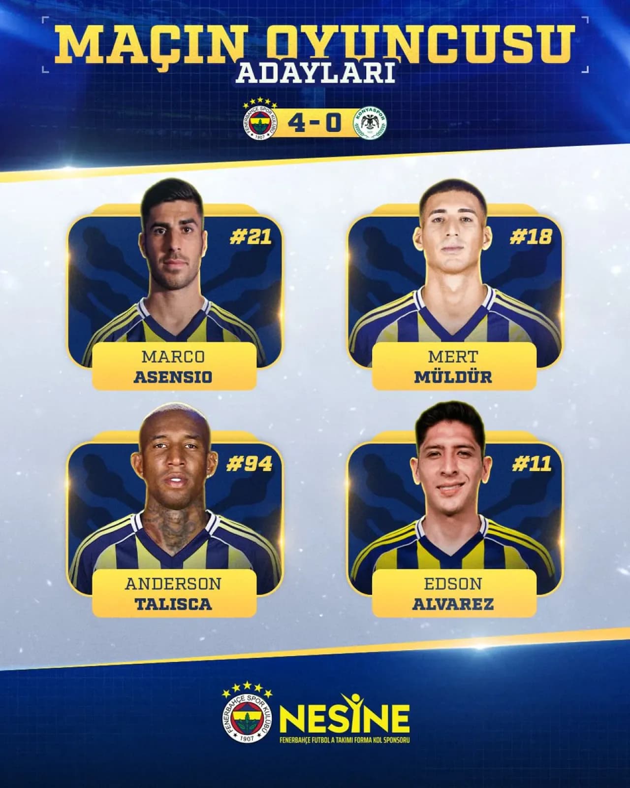 Fenerbahçe Taraftarları, Nesine.com'un "Maçın Oyuncusu" Anketinde Görüşlerini Belirtiyor