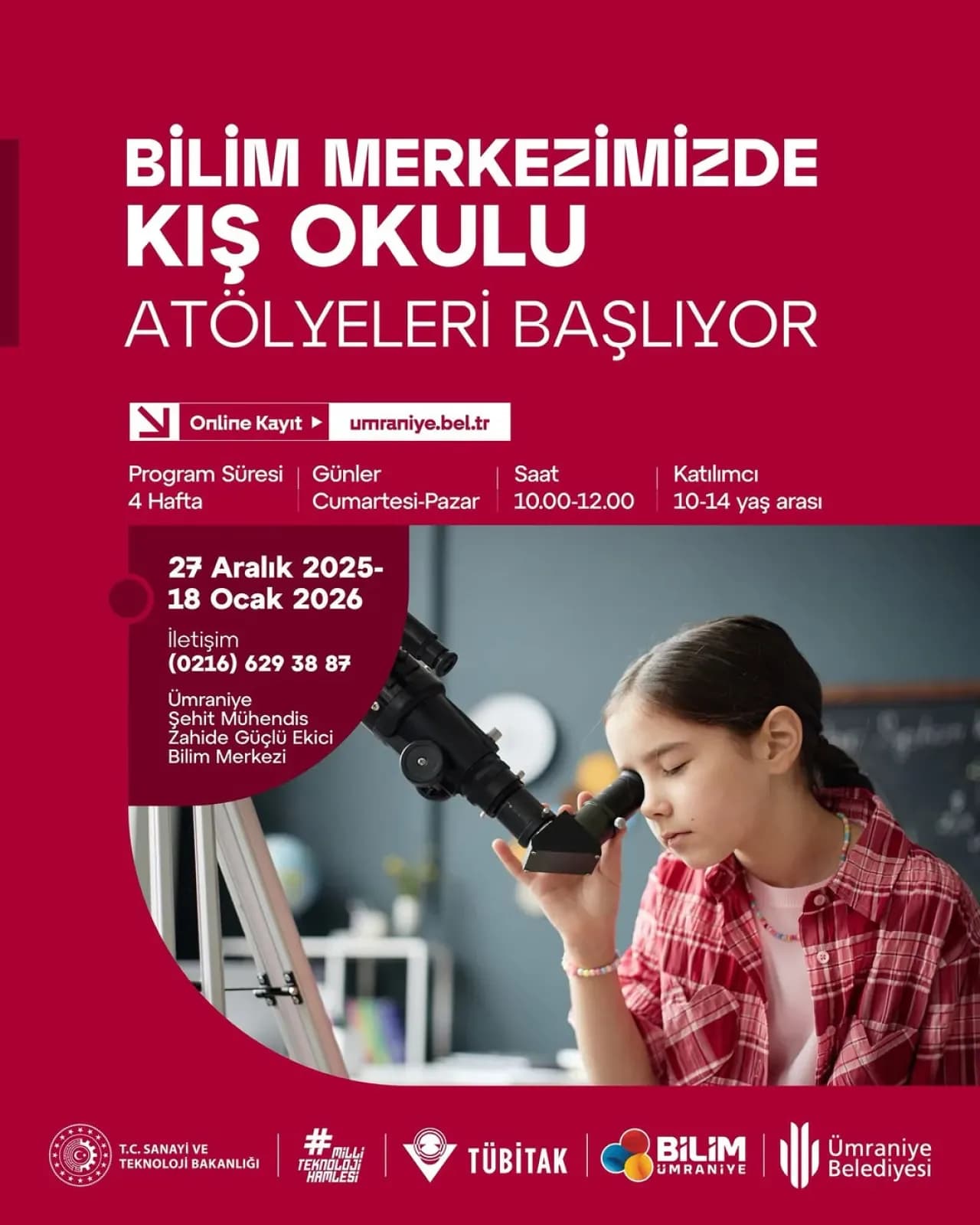 Ümraniye Belediyesi Bilim Merkezi'nde Kış Okulu Atölyeleri Başlıyor