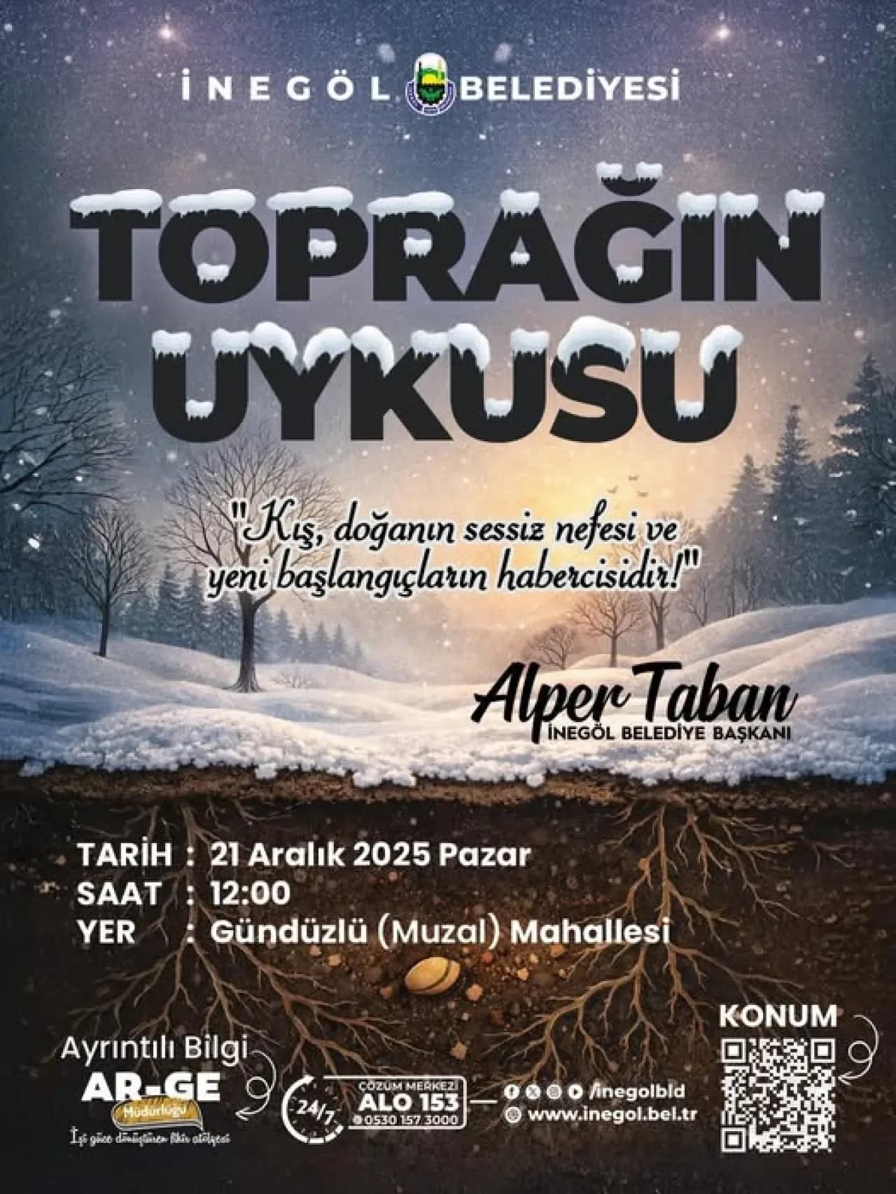 İnegöl'de Toprağın Uykusu Programı ile Kışa Merhaba İnegöl'de Toprağın Uykusu Programı ile Kışa Merhaba