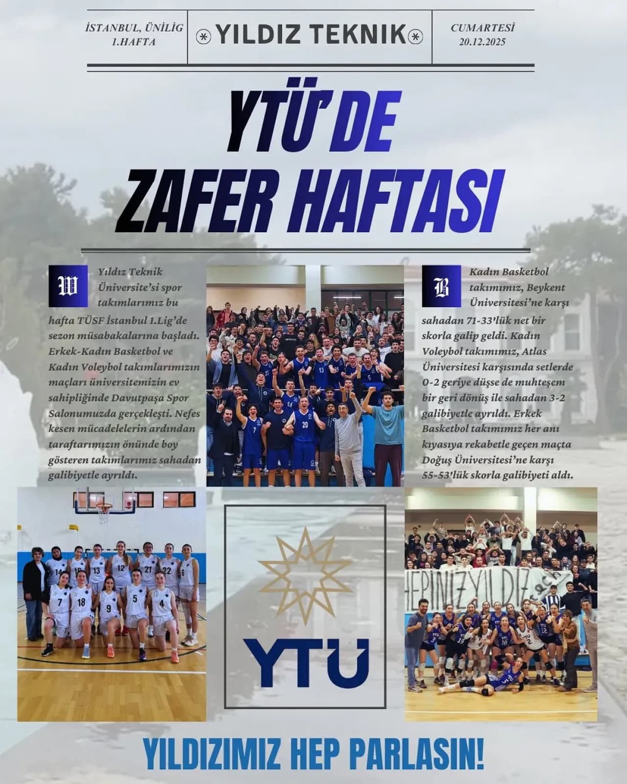 Yıldız Teknik Üniversitesi Takımları TÜSF İstanbul 1 Lig'nde Galibiyetle Başladı