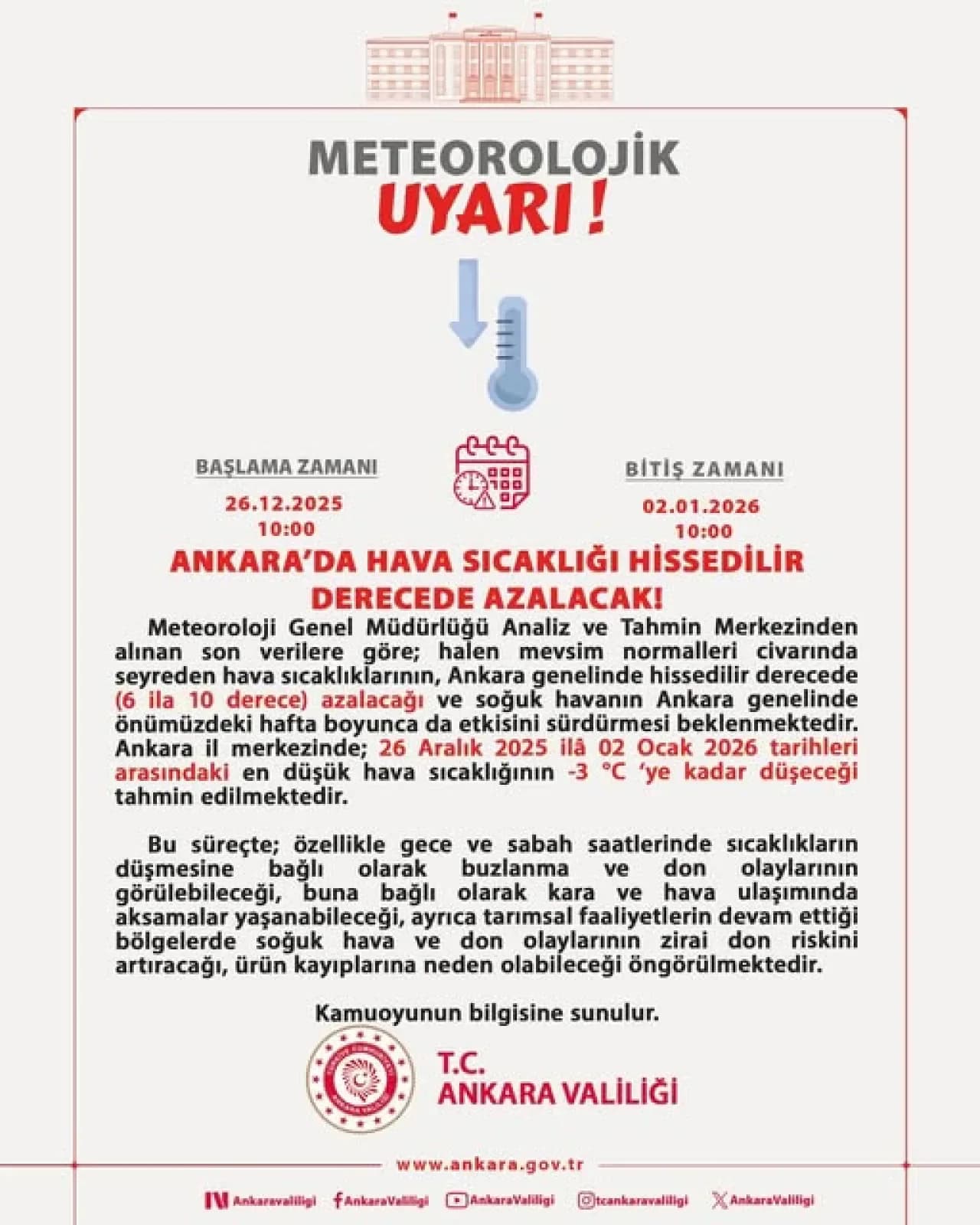 Ankara'da Hava Sıcaklıkları Aniden Düşüyor: Buzlanma ve Zirai Don Uyarısı Ankara'da Hava Sıcaklıkları Aniden Düşüyor: Buzlanma ve Zirai Don Uyarısı