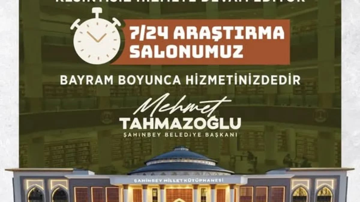 Şahinbey'de Bayramda Çalışma Fırsatı: Kütüphane Kapılarını Açık Tutuyor