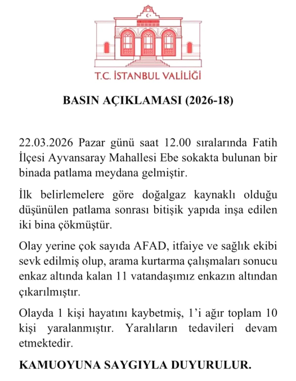 Fatih'te Patlama Sonrası Göçük: Valilik'ten Açıklama Geldi Fatih'te Patlama Sonrası Göçük: Valilik'ten Açıklama Geldi
