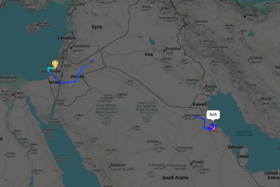ABD Tanker Uçağı İsrail'den Havalanarak Suudi Arabistan Üzerinde Gözüküyor görseli