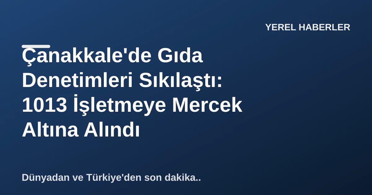 Çanakkale'de Gıda Denetimleri Sıkılaştı: 1013 İşletmeye Mercek Altına Alındı