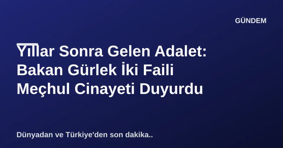 Yıllar Sonra Gelen Adalet: Bakan Gürlek İki Faili Meçhul Cinayeti Duyurdu görseli