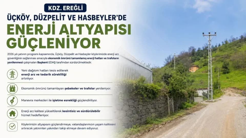 Ereğli'nin 3 köyünde enerji dönüşümü: Kesintisiz elektrik için dev yatırım görseli