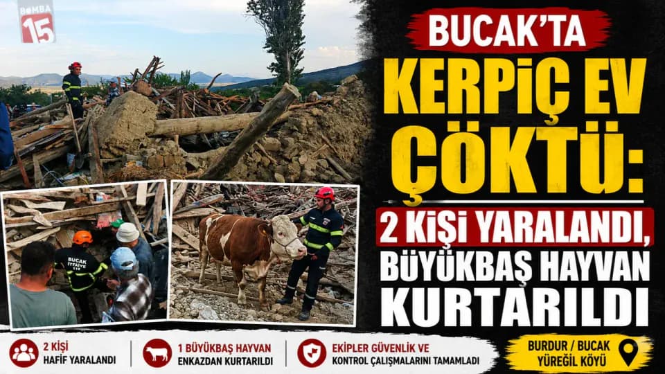 Bucak'ta Kerpiç Ev Çöktü: Enkazdan Mucize Kurtuluş görseli