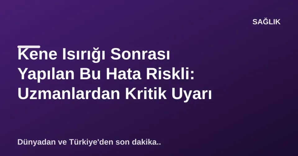 Kene Isırığı Sonrası Yapılan Bu Hata Riskli: Uzmanlardan Kritik Uyarı görseli