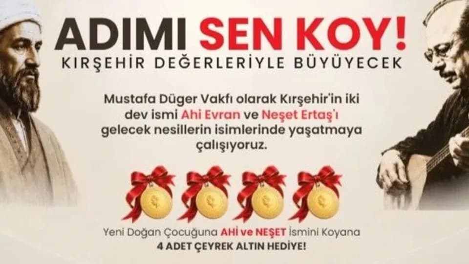 Kırşehir'de Anlamlı Proje: Bu İsimleri Veren Ailelere 4 Çeyrek Altın görseli