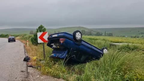 Yozgat Alaca'da Korkutan Kaza: Kontrolden Çıkan Otomobil Takla Attı