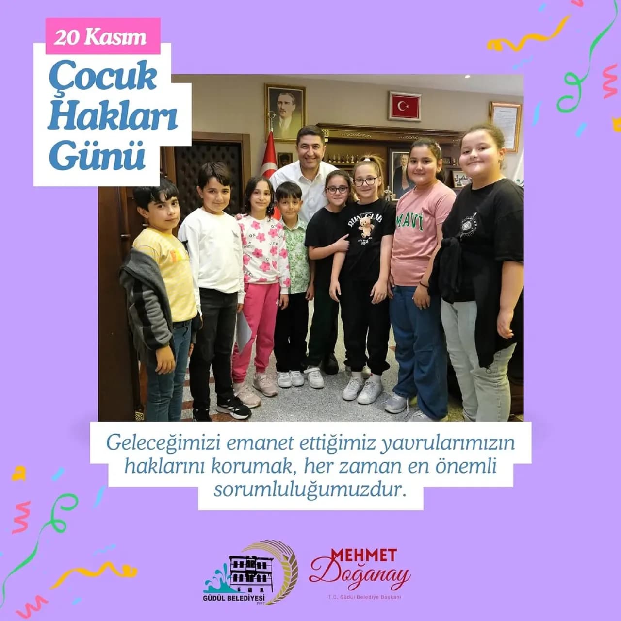 Güdül Belediyesi'nden Dünya Çocuk Hakları Günü Mesajı: Çocuklar Geleceğin Teminatıdır