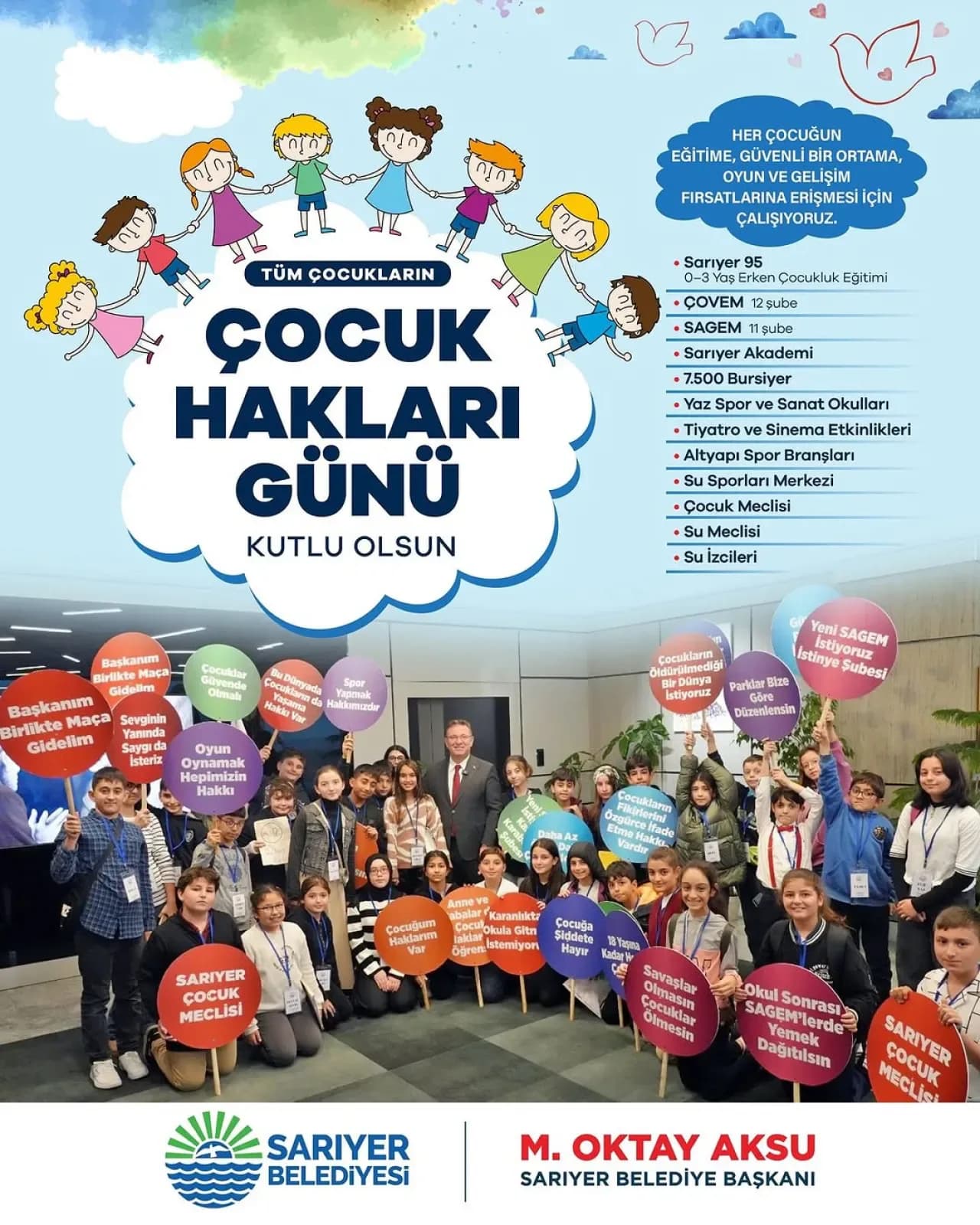 İstanbul Sarıyer Belediyesi'nden Dünya Çocuk Hakları Günü Mesajı