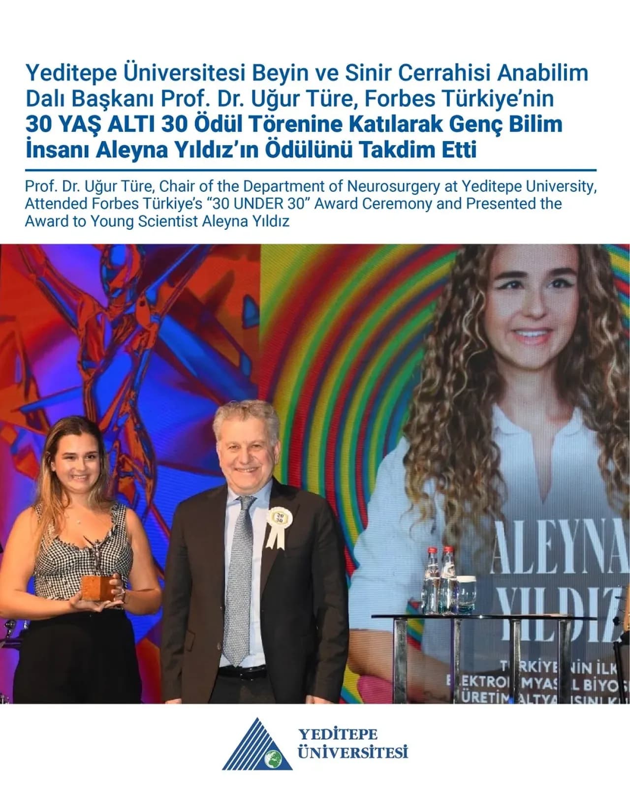 Yeditepe Üniversitesi'nden Genç Bilim İnsanı Aleyna Yıldız, Forbes 30 Yaş Altı 30 Ödülü'nü Aldı