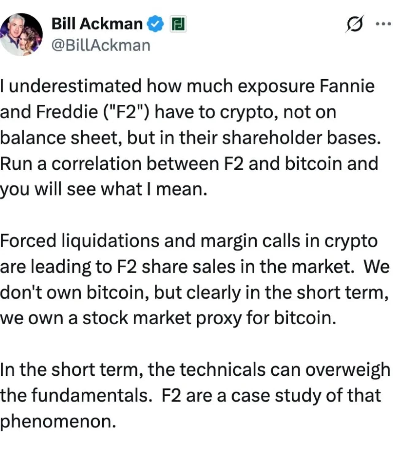 Bill Ackman, Fannie Mae ve Freddie Mac'in Kripto Piyasasına Dolaylı Maruziyetini Hafife Aldığını İtiraf Etti Bill Ackman, Fannie Mae ve Freddie Mac'in Kripto Piyasasına Dolaylı Maruziyetini Hafife Aldığını İtiraf Etti