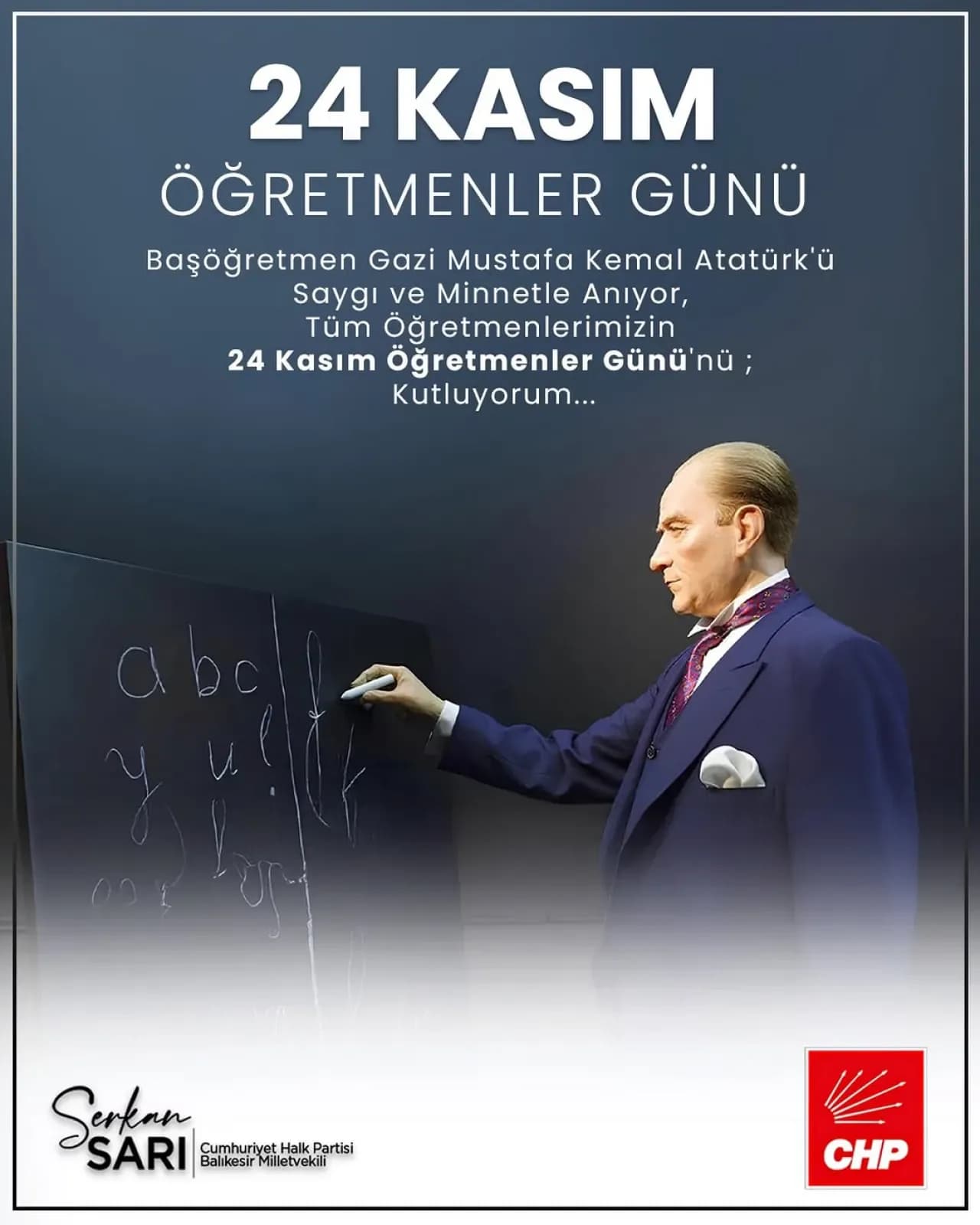CHP'li Sarı'dan 24 Kasım Öğretmenler Günü Mesajı: Cehaletin Düşmanı Öğretmenlerdir CHP'li Sarı'dan 24 Kasım Öğretmenler Günü Mesajı: Cehaletin Düşmanı Öğretmenlerdir
