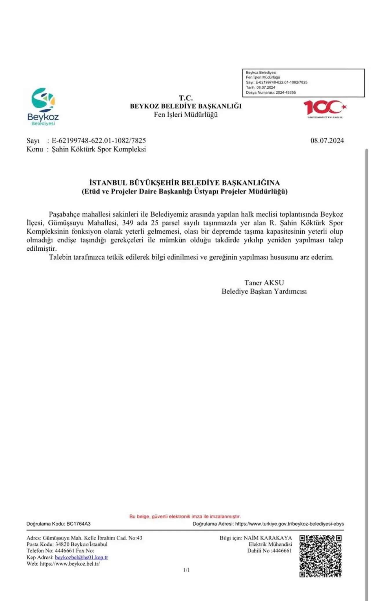 Beykoz'daki Spor Kompleksi Hakkındaki Kapatma İddialarına Belgelerle Yanıt Beykoz'daki Spor Kompleksi Hakkındaki Kapatma İddialarına Belgelerle Yanıt