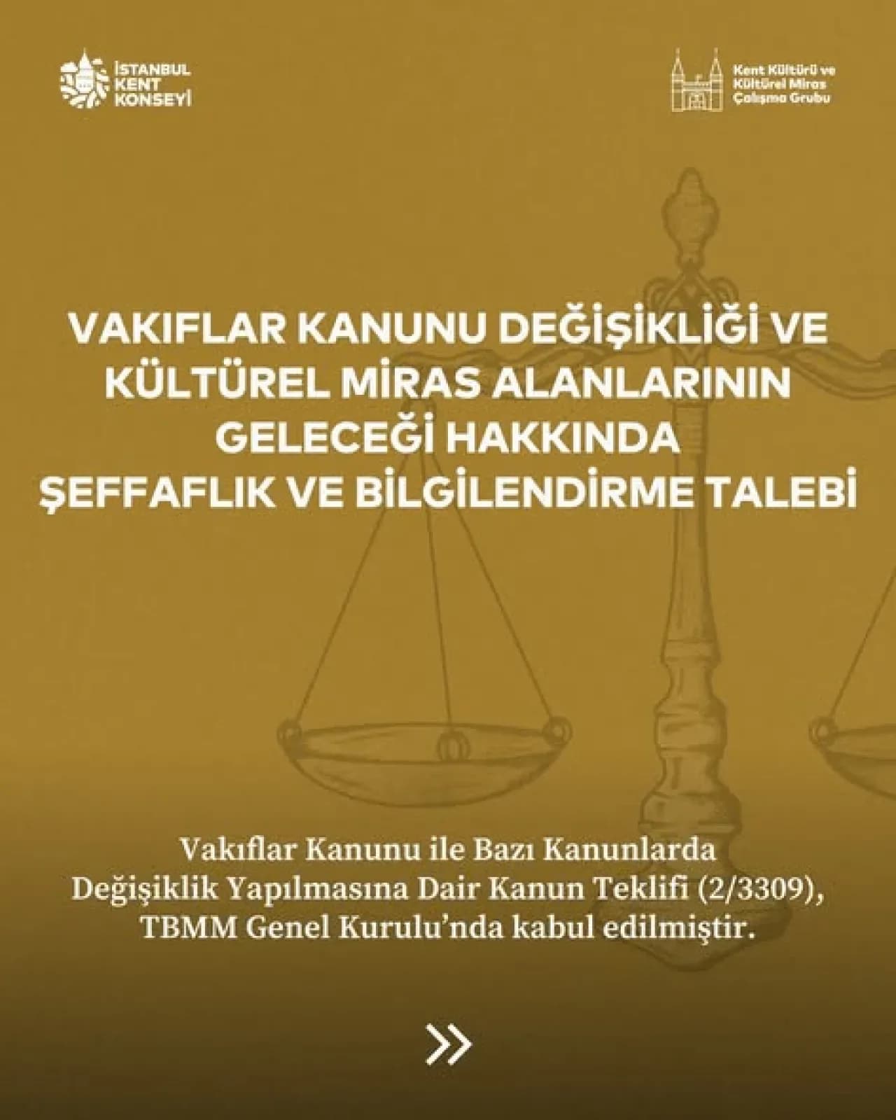 İstanbul Kent Konseyi'nden Vakıflar Kanunu Değişikliği Uyarısı