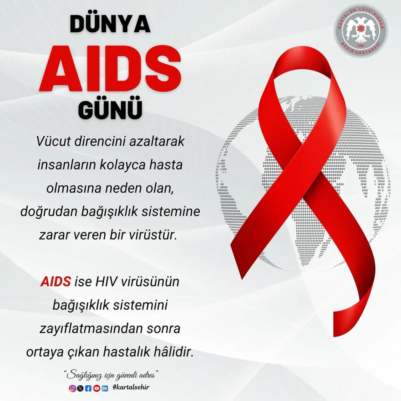 İstanbul Kartal Şehir Hastanesi, 1 Aralık Dünya AIDS Günü'nde Farkındalık Çağrısı Yaptı İstanbul Kartal Şehir Hastanesi, 1 Aralık Dünya AIDS Günü'nde Farkındalık Çağrısı Yaptı