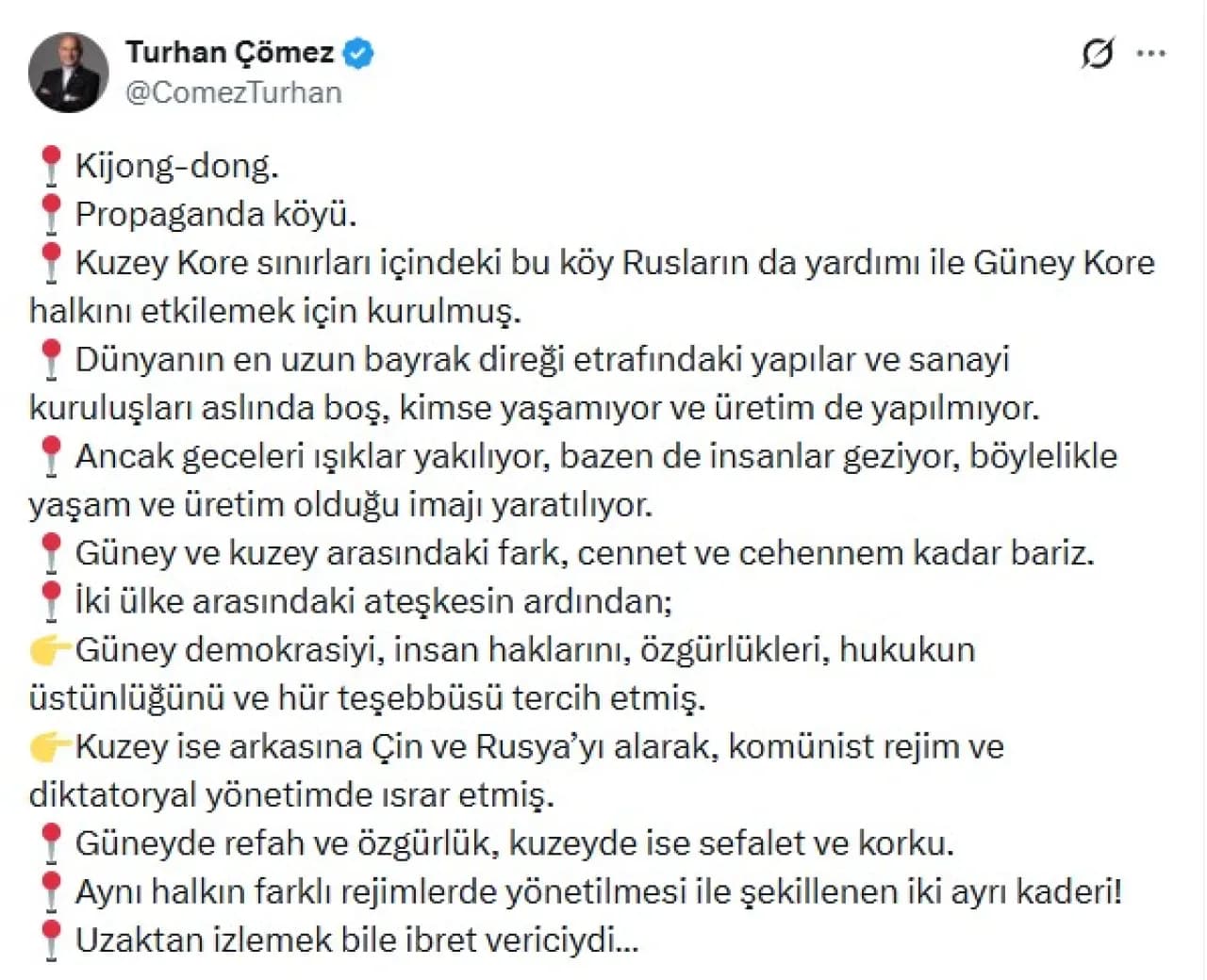 İYİ Parti Milletvekili Çömez, Kuzey Kore'nin "Propaganda Köyü" Kijong-dong'u Anlattı İYİ Parti Milletvekili Çömez, Kuzey Kore'nin "Propaganda Köyü" Kijong-dong'u Anlattı