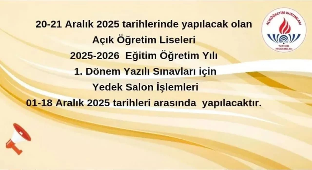 Tuzla Halk Eğitimi Merkezi Açık Öğretim Lisesi 1. Dönem Yedek Salon İşlemlerini Duyurdu Tuzla Halk Eğitimi Merkezi Açık Öğretim Lisesi 1. Dönem Yedek Salon İşlemlerini Duyurdu