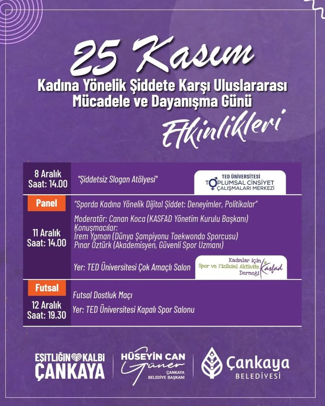 Çankaya Belediyesi'nden 25 Kasım Kapsamında Eşitlik ve Dayanışma Etkinlikleri Çankaya Belediyesi'nden 25 Kasım Kapsamında Eşitlik ve Dayanışma Etkinlikleri