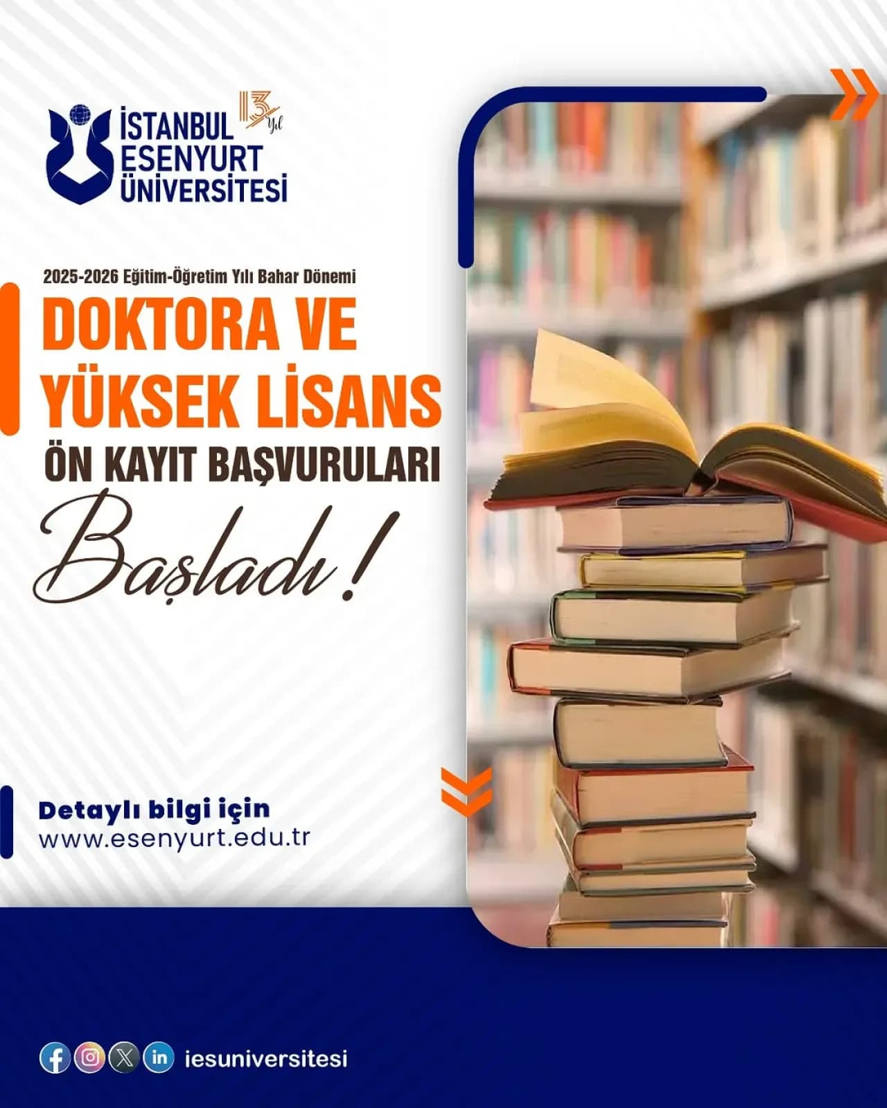 İstanbul Esenyurt Üniversitesi'nde 2025-2026 Bahar Dönemi Lisansüstü Eğitim Başvuruları Başladı İstanbul Esenyurt Üniversitesi'nde 2025-2026 Bahar Dönemi Lisansüstü Eğitim Başvuruları Başladı