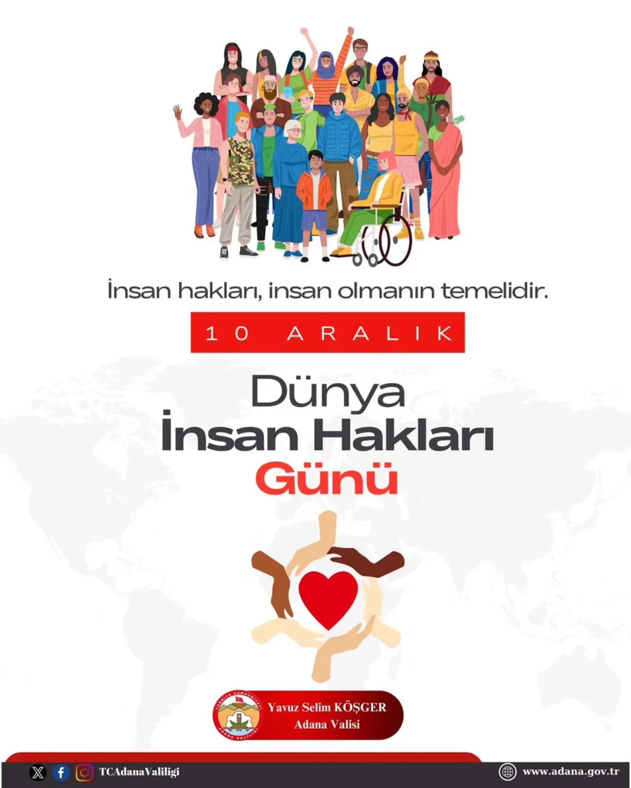 Adana Valisi KÖŞGER, Dünya İnsan Hakları Günü'nde Anlamlı Mesaj Verdi Adana Valisi KÖŞGER, Dünya İnsan Hakları Günü'nde Anlamlı Mesaj Verdi