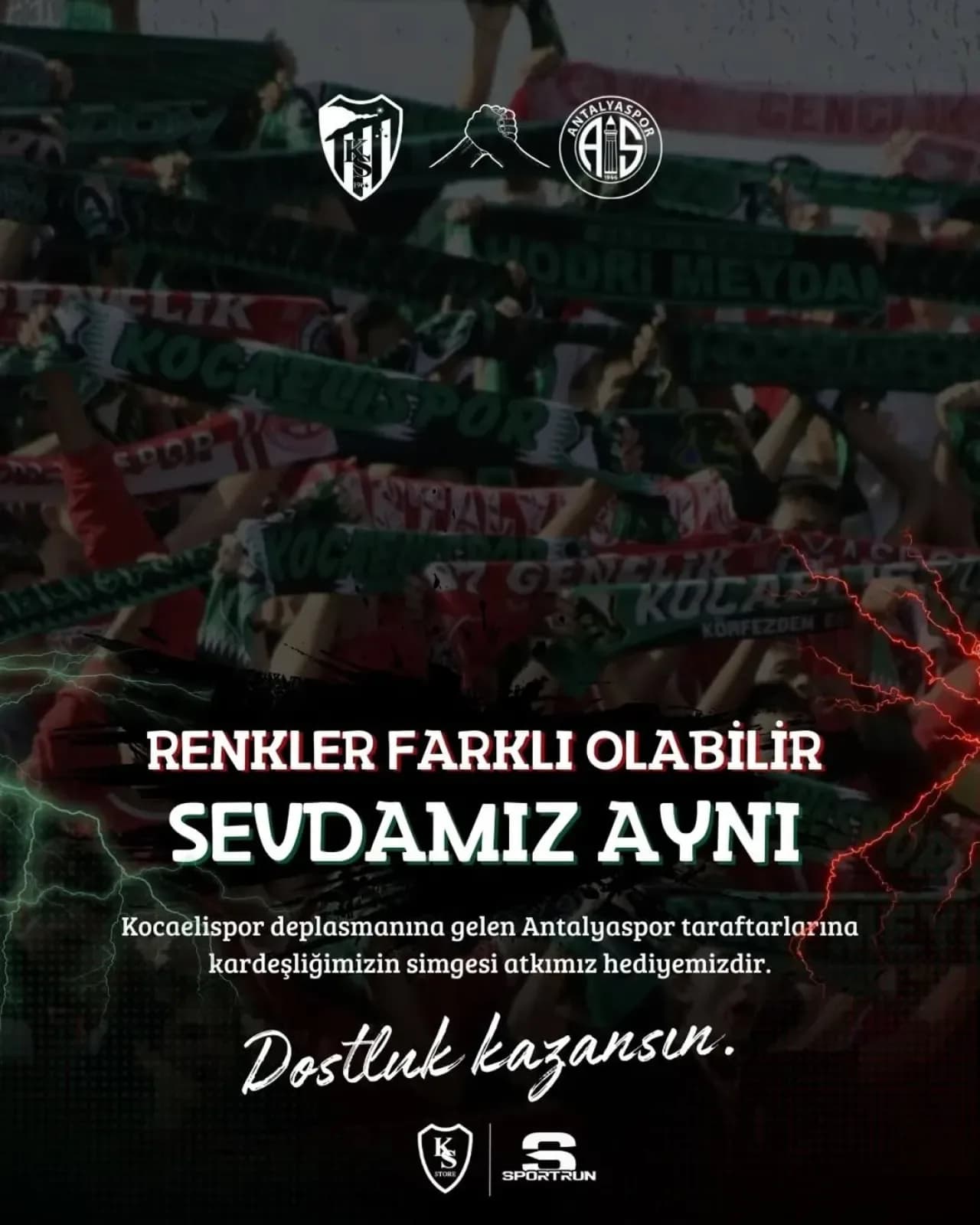 Kocaelispor ve Antalyaspor Taraftarlarından Maç Öncesi Dostluk Mesajı Kocaelispor ve Antalyaspor Taraftarlarından Maç Öncesi Dostluk Mesajı
