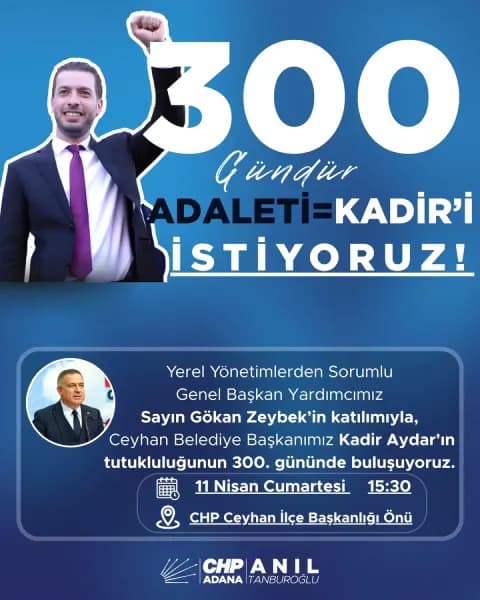 Ceyhan'da Kadir Aydar'ın 300. Gün Tutukluluğu İçin Dayanışma Buluşması
