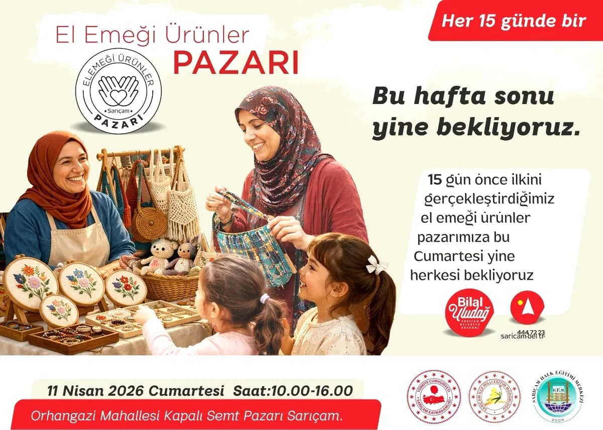 Sarıçam'da El Emeği Pazarı Bu Hafta Sonu: Üreticilerle Doğrudan Buluşma Fırsatı Sarıçam'da El Emeği Pazarı Bu Hafta Sonu: Üreticilerle Doğrudan Buluşma Fırsatı