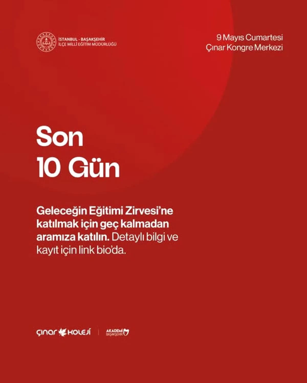 Başakşehir Eğitim Zirvesi: 9 Mayıs'ta Çınar Kongre Merkezi'nde Başakşehir Eğitim Zirvesi: 9 Mayıs'ta Çınar Kongre Merkezi'nde