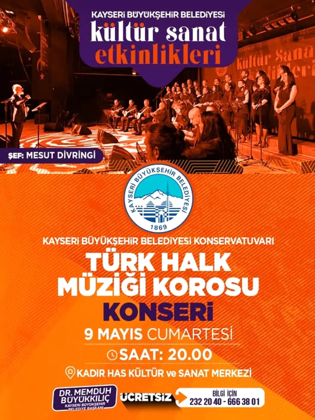 Kayseri'de Ücretsiz Türk Halk Müziği Konseri: 9 Mayıs'ta Anadolu Ezgileri Kayseri'de Ücretsiz Türk Halk Müziği Konseri: 9 Mayıs'ta Anadolu Ezgileri