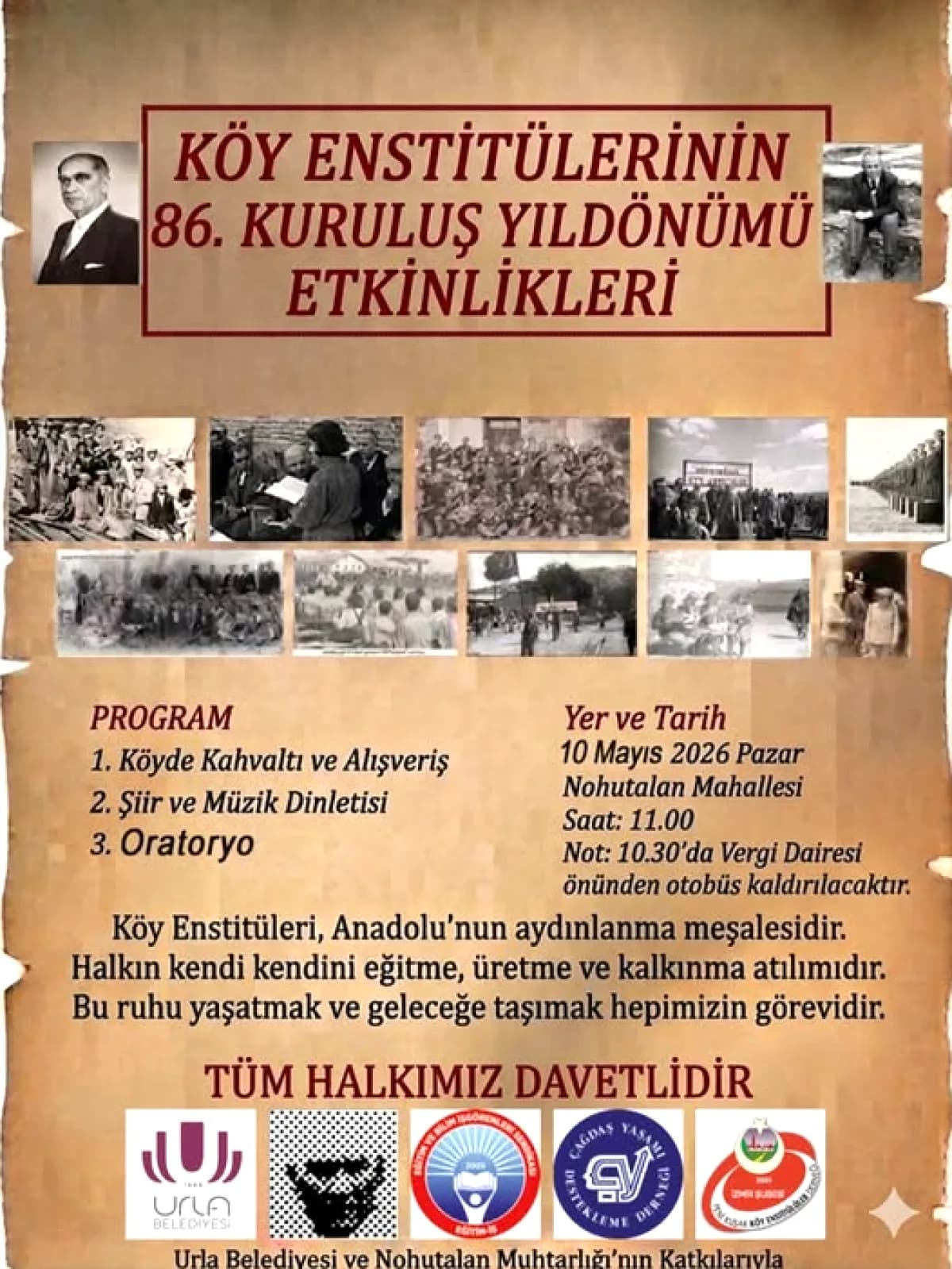 Urla'da Köy Enstitüleri 86. Yıl Dönümü: 10 Mayıs'ta Nohutalan'da Buluşma