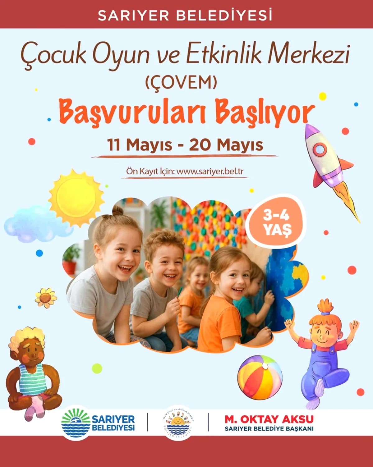 Sarıyer'de 3-6 Yaş Çocuklar İçin Oyun ve Etkinlik Merkezi Başvuruları Başlıyor