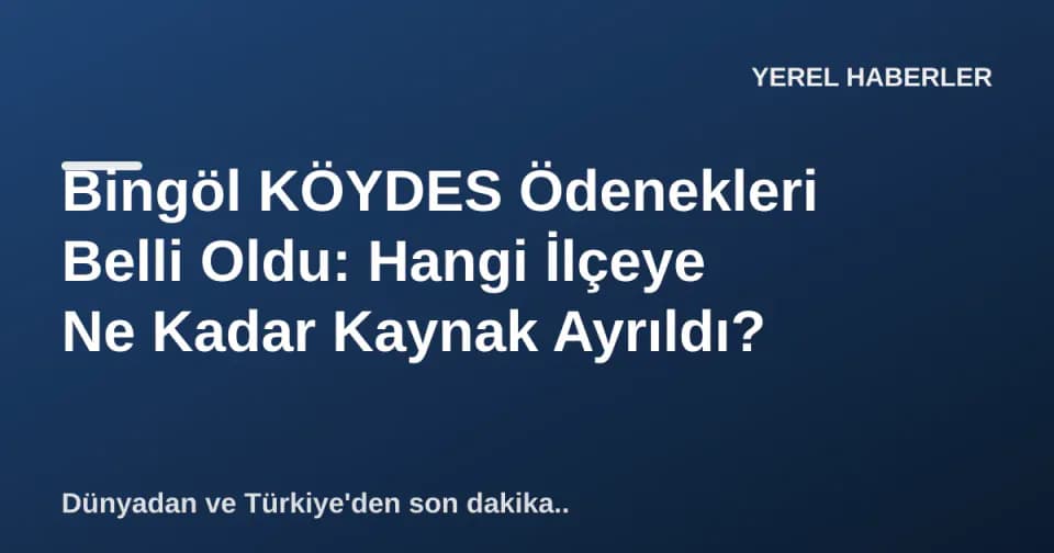 Bingöl KÖYDES Ödenekleri Belli Oldu: Hangi İlçeye Ne Kadar Kaynak Ayrıldı? görseli