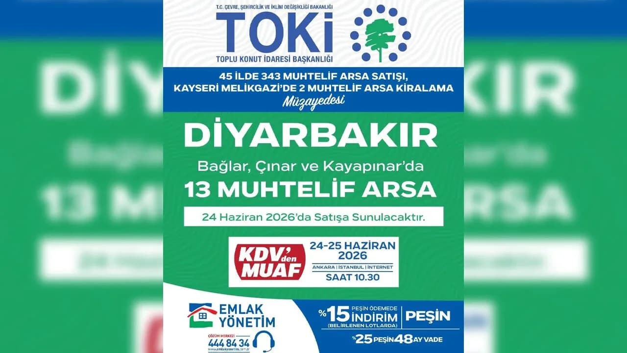 TOKİ Diyarbakır'da 13 Arsayı İhaleye Çıkarıyor: İşte Detaylar TOKİ Diyarbakır'da 13 Arsayı İhaleye Çıkarıyor: İşte Detaylar