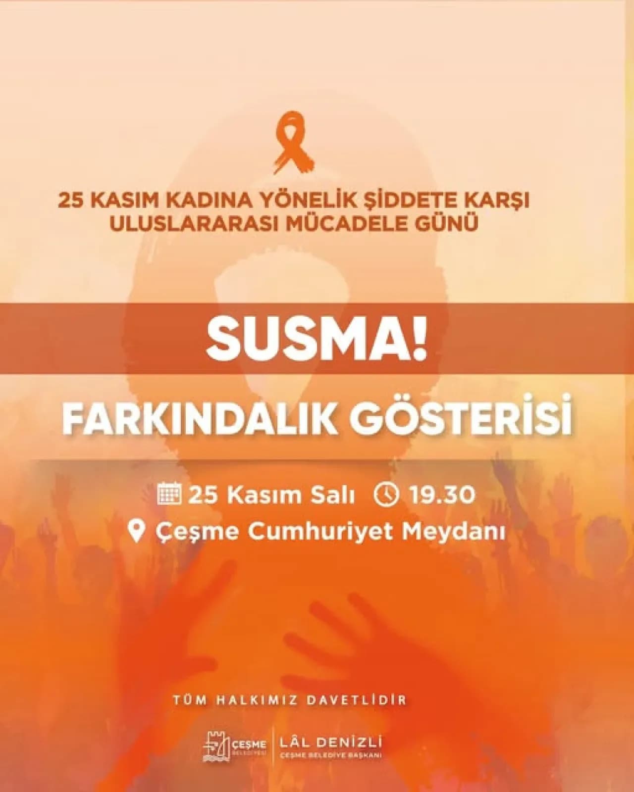 İzmir Çeşme'de 25 Kasım'da Kadına Yönelik Şiddete Karşı Farkındalık Gösterisi Düzenlenecek İzmir Çeşme'de 25 Kasım'da Kadına Yönelik Şiddete Karşı Farkındalık Gösterisi Düzenlenecek