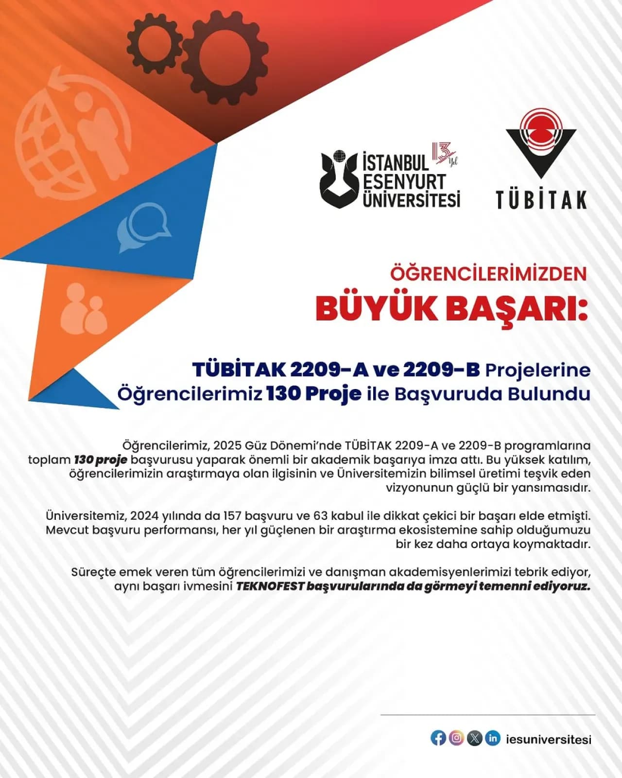 İstanbul Esenyurt Üniversitesi'nden TÜBİTAK Proje Başvurularında Rekor Katılım İstanbul Esenyurt Üniversitesi'nden TÜBİTAK Proje Başvurularında Rekor Katılım