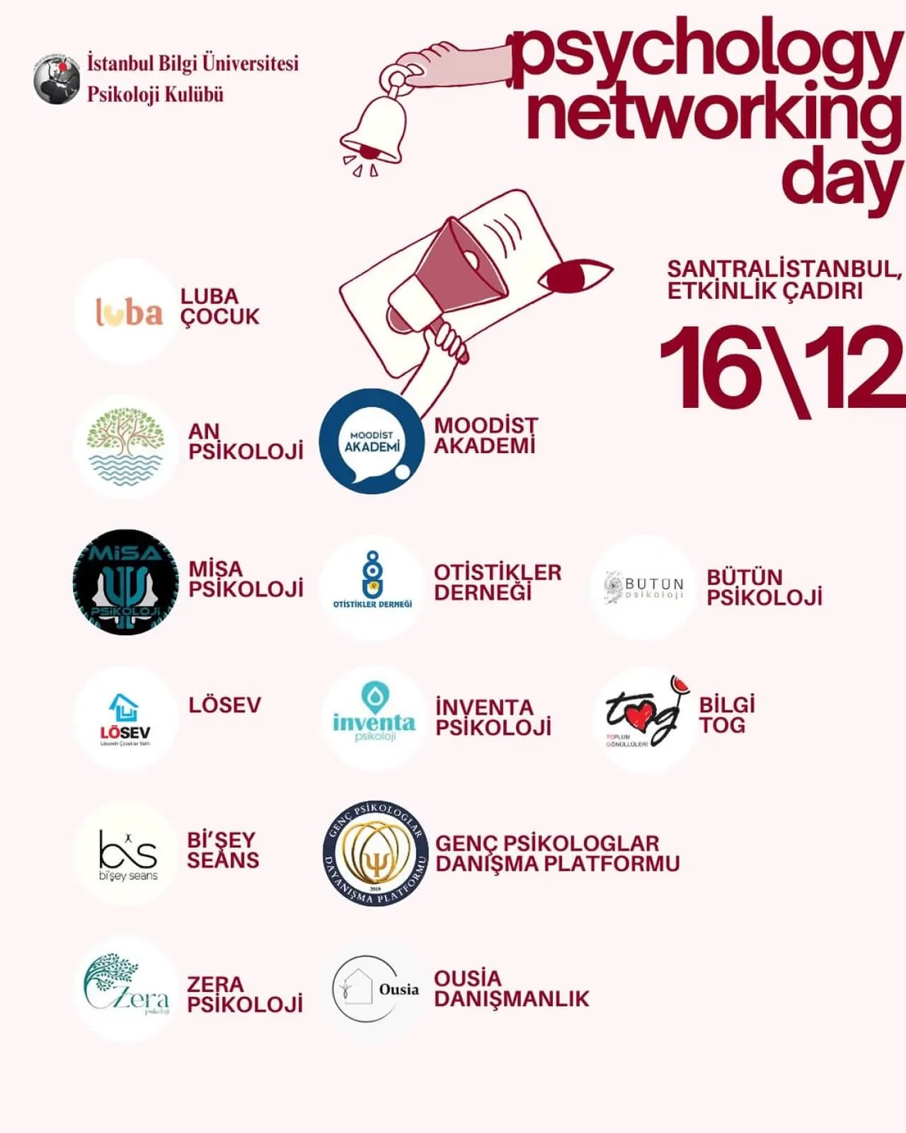 BİLGİ Psikoloji Kulübü 16 Aralık'ta Psychology Networking Day Düzenliyor BİLGİ Psikoloji Kulübü 16 Aralık'ta Psychology Networking Day Düzenliyor