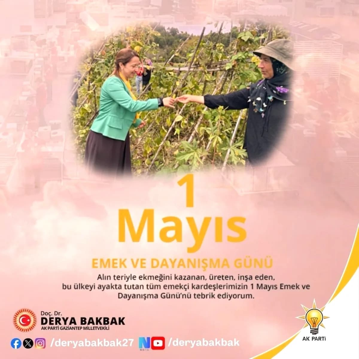 Gaziantep Milletvekili Bakbak'tan 1 Mayıs Mesajı: "Emekçinin Yanındayız" Gaziantep Milletvekili Bakbak'tan 1 Mayıs Mesajı: "Emekçinin Yanındayız"