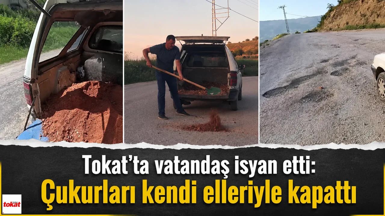 Tokat'ta Yola İsyan: Çukurları Kendi İmkanlarıyla Doldurdu Tokat'ta Yola İsyan: Çukurları Kendi İmkanlarıyla Doldurdu