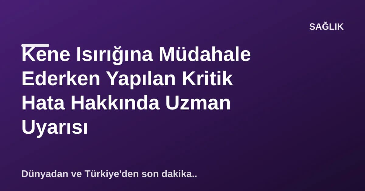 Kene Isırığına Müdahale Ederken Yapılan Kritik Hata Hakkında Uzman Uyarısı Kene Isırığına Müdahale Ederken Yapılan Kritik Hata Hakkında Uzman Uyarısı