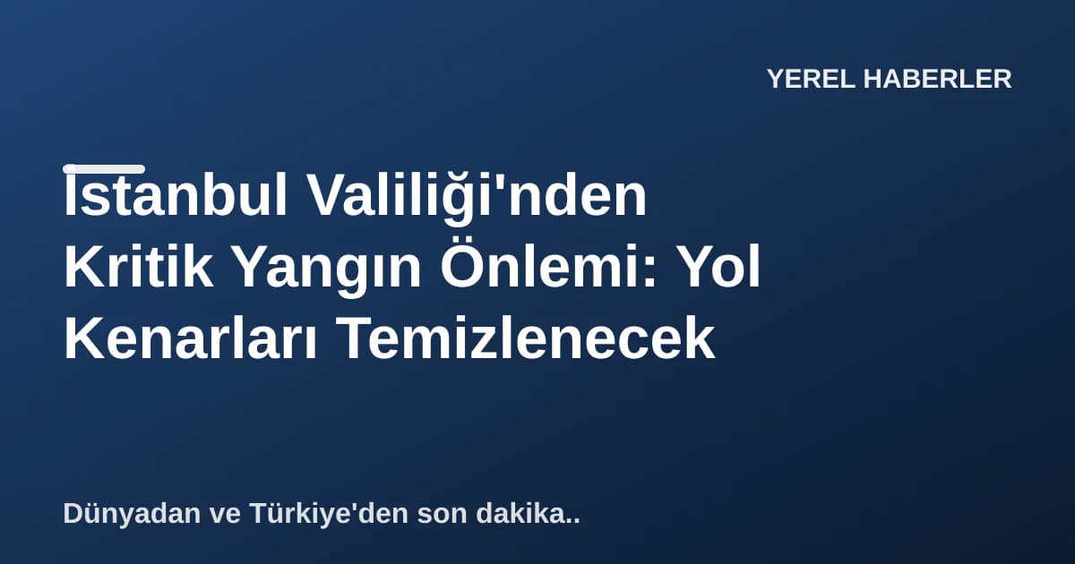 İstanbul Valiliği'nden Kritik Yangın Önlemi: Yol Kenarları Temizlenecek İstanbul Valiliği'nden Kritik Yangın Önlemi: Yol Kenarları Temizlenecek