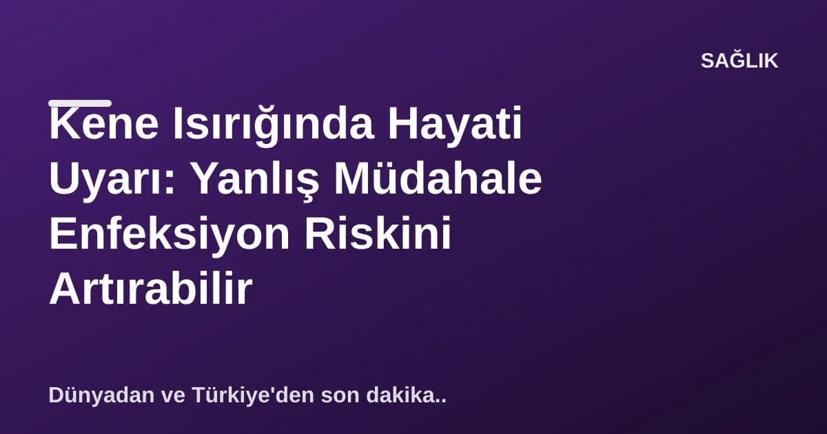 Kene Isırığında Hayati Uyarı: Yanlış Müdahale Enfeksiyon Riskini Artırabilir Kene Isırığında Hayati Uyarı: Yanlış Müdahale Enfeksiyon Riskini Artırabilir