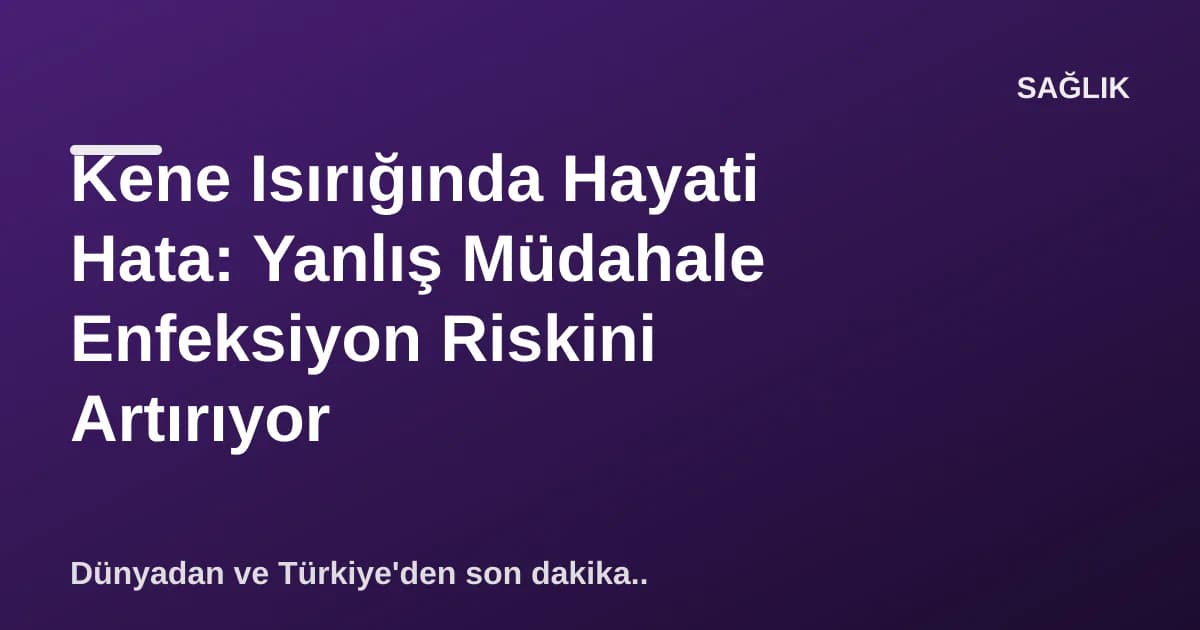 Kene Isırığında Hayati Hata: Yanlış Müdahale Enfeksiyon Riskini Artırıyor Kene Isırığında Hayati Hata: Yanlış Müdahale Enfeksiyon Riskini Artırıyor