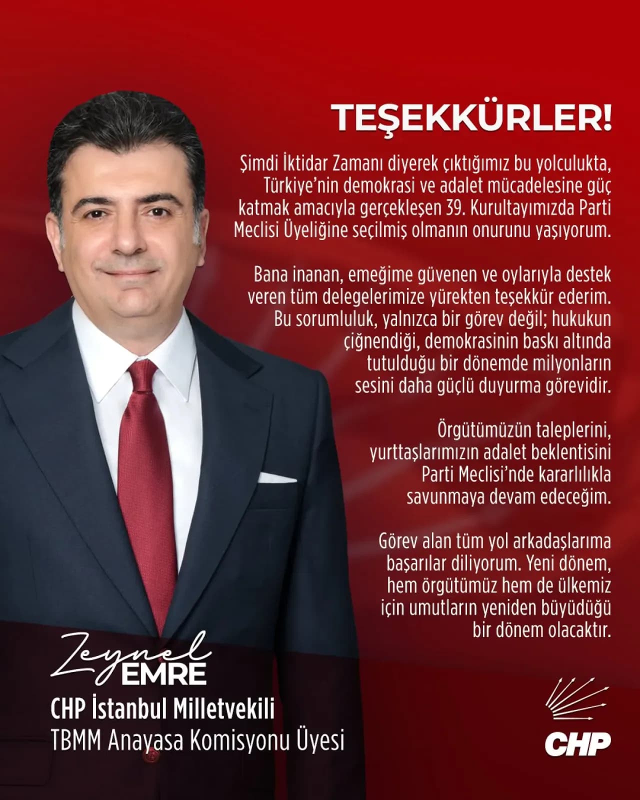CHP'li Zeynel Emre, Parti Meclisi Üyeliğine Seçilmenin Sorumluluğunu Taşıyacaklarını Açıkladı CHP'li Zeynel Emre, Parti Meclisi Üyeliğine Seçilmenin Sorumluluğunu Taşıyacaklarını Açıkladı